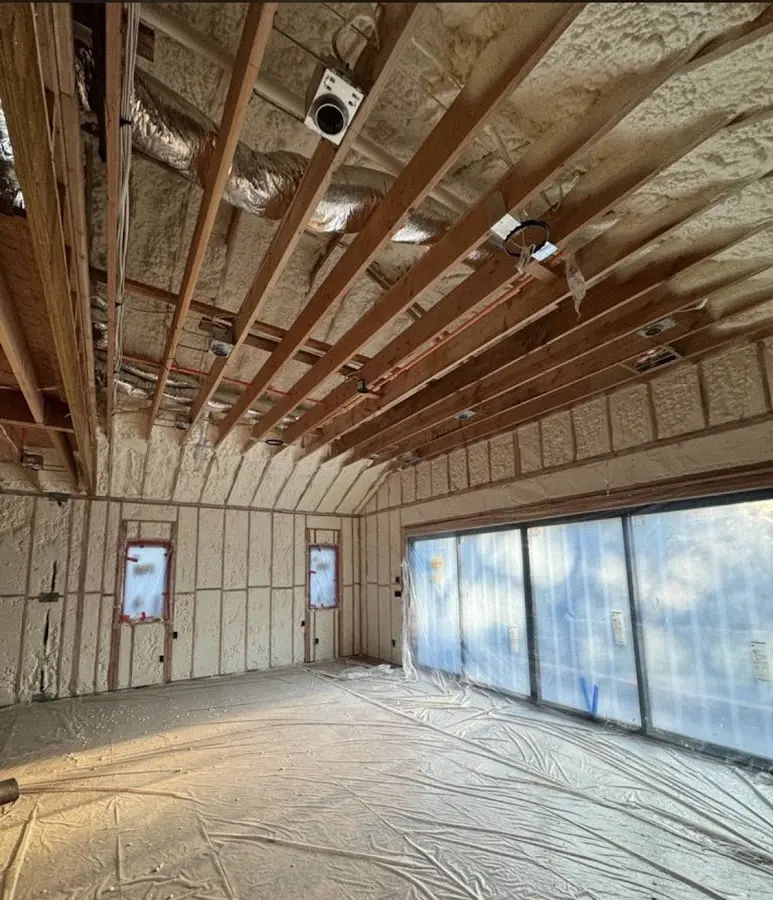 Interior walls and ceiling insulated with spray foam during new construction in Arcadia